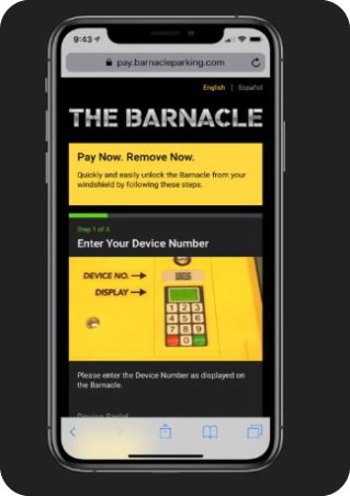 Mobile device showing Barnacle website