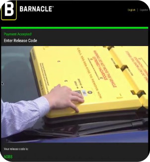 Enter 4-digit release code on Barnacle