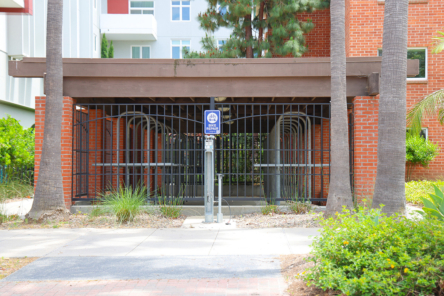 Student at bike repair station